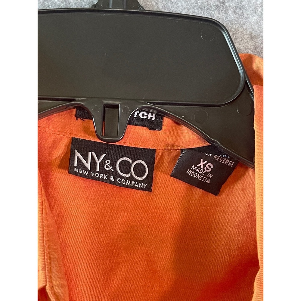 New York & Company City Stretch Orange Sleeveless Button Up Tunic Top XS - Picture 4 of 9